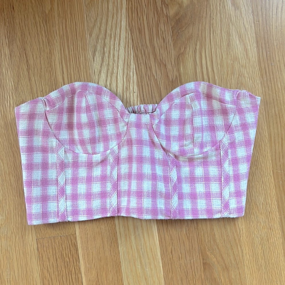 Zara Checkered Bustier Top